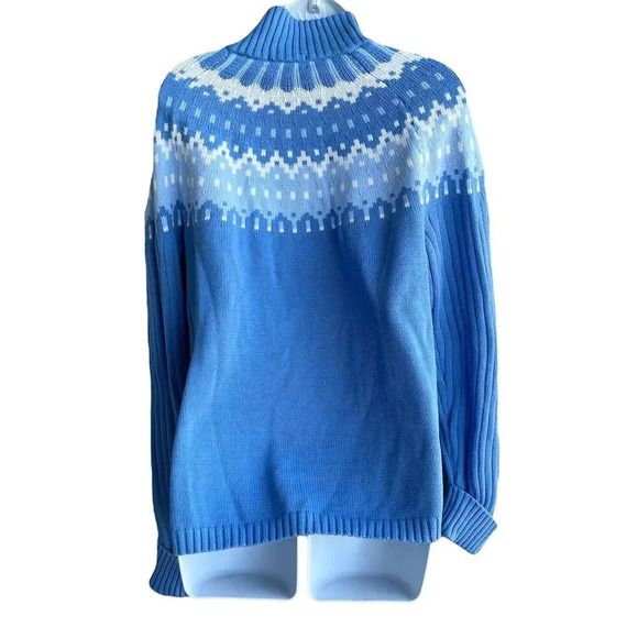 Covington Fair Isle Cardigan Sweater Women's Plus Size 20/22W Blue White - Picture 2 of 4